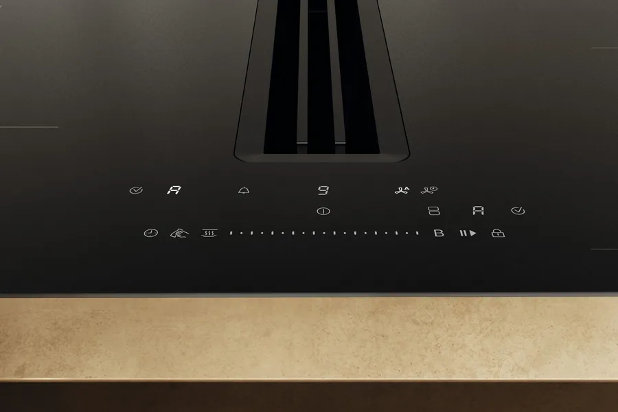 Central SingleSlide control and displays of the Miele KMDA 8683 FL hob